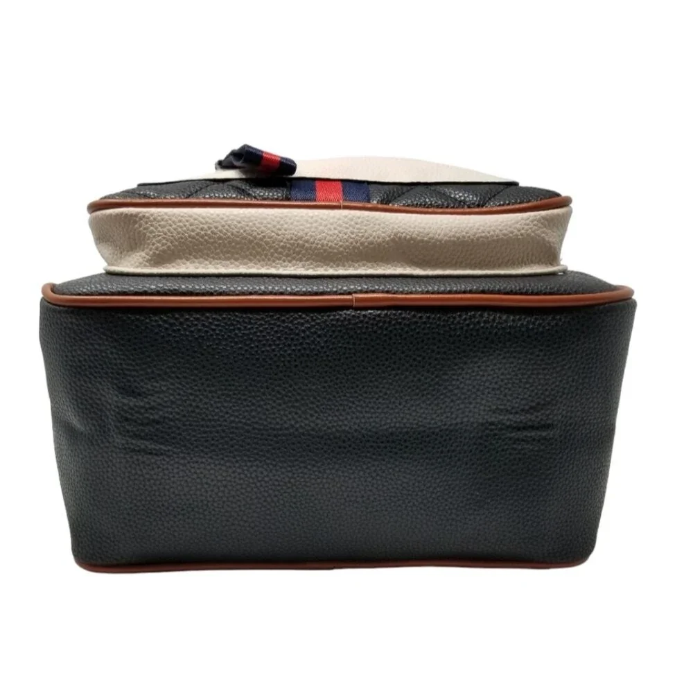 Large Color Block Black Backpack Purse
